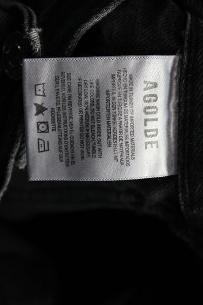 Agolde Women Cropped Mom Straight Jeans Dark Gray High Rise Size 24