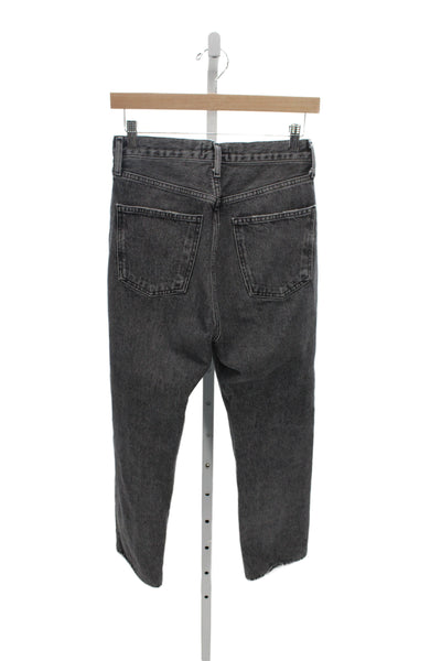 Agolde Women Cropped Mom Straight Jeans Dark Gray High Rise Size 24