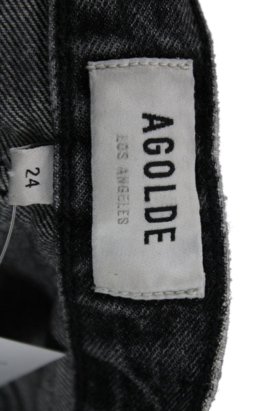Agolde Womens Cropped Straight Jeans Dark Gray Organic Cotton Mid Rise Size 24
