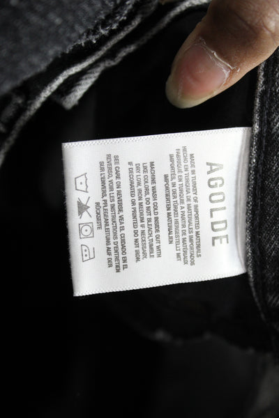 Agolde Womens Cropped Straight Jeans Dark Gray Organic Cotton Mid Rise Size 24