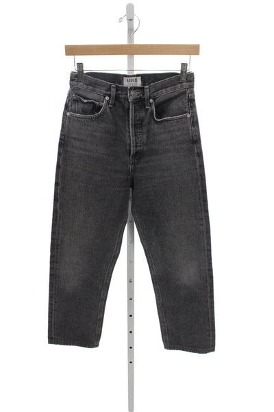 Agolde Womens Cropped Straight Dark Gray Jeans Size 23