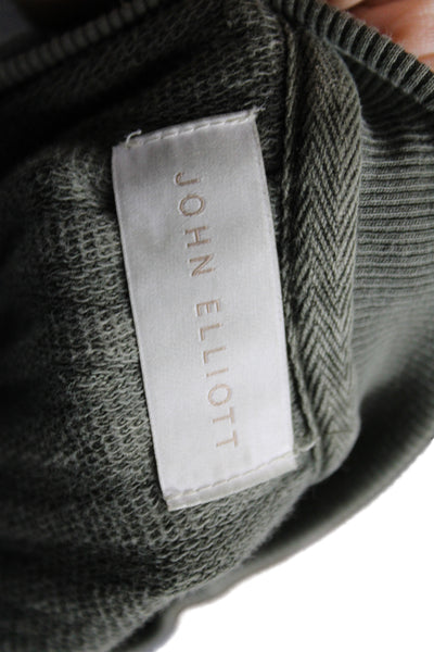 John Elliott Womens Striped Green Crewneck Sweatshirt Long Sleeve Size 1