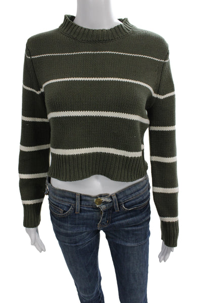 Z Supply Unisex Green Striped Mock Neck Pullover Sweater Long Sleeve Size XS