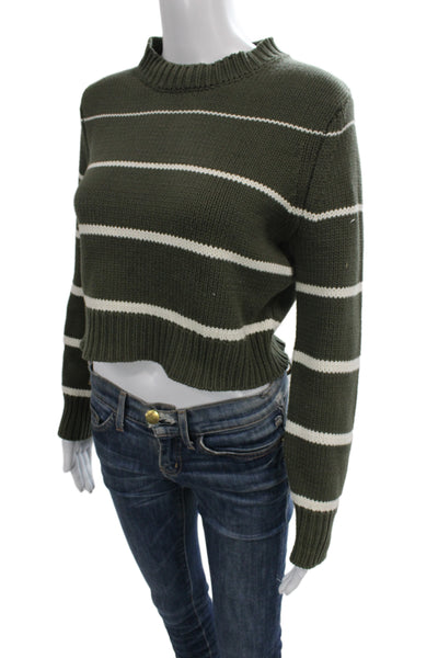 Z Supply Unisex Green Striped Mock Neck Pullover Sweater Long Sleeve Size XS