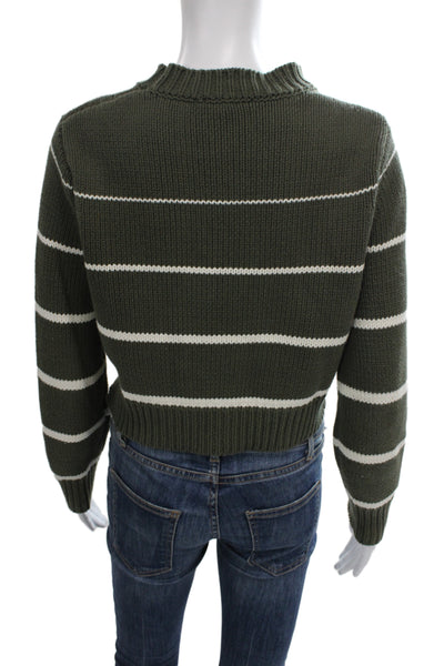 Z Supply Unisex Green Striped Mock Neck Pullover Sweater Long Sleeve Size XS