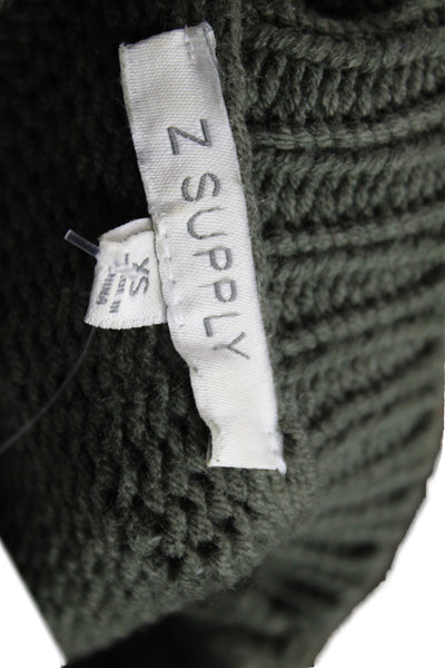 Z Supply Unisex Green Striped Mock Neck Pullover Sweater Long Sleeve Size XS