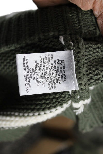 Z Supply Unisex Green Striped Mock Neck Pullover Sweater Long Sleeve Size XS