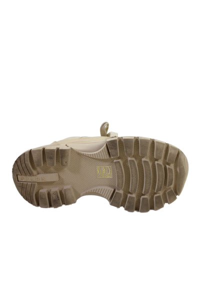 Prada Womens Solid Low Top Platform Sneakers Beige Size 35 5
