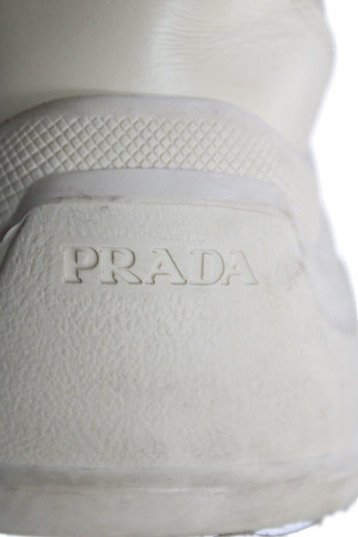 Prada Womens Solid Low Top Platform Sneakers Beige Size 35 5