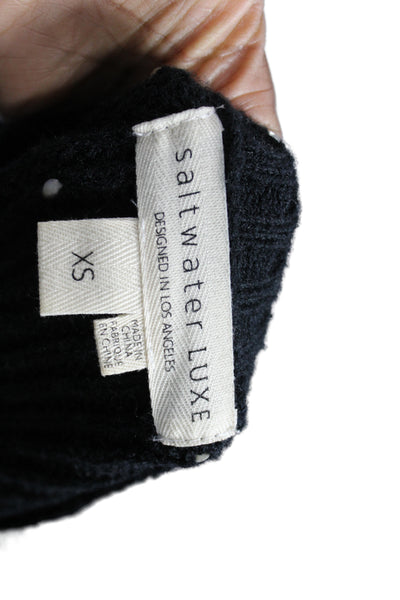 Saltwater Luxe Unisex Black Striped Pullover Sweater Long Sleeve Crew Size XS