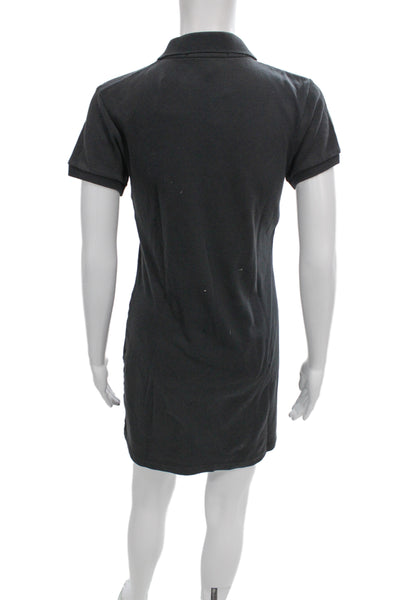 Ralph Lauren Blue Label Women Shirt Dress Black Cotton Short Sleeve Size S