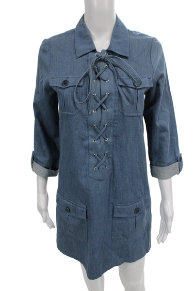 A.P.C. Womens Military Jacket Blue Collared Viscose 3/4 Sleeve Size S