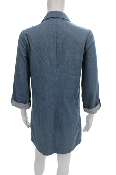 A.P.C. Womens Military Jacket Blue Collared Viscose 3/4 Sleeve Size S