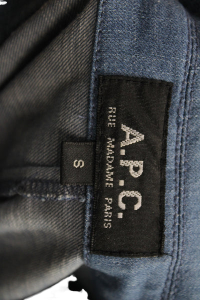 A.P.C. Womens Military Jacket Blue Collared Viscose 3/4 Sleeve Size S