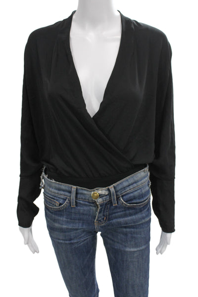 Babaton Women Black V-Neck Long Sleeve Bodysuit Size XS