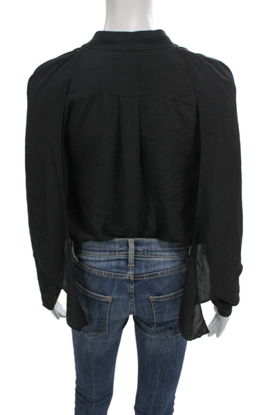 Babaton Women Black V-Neck Long Sleeve Bodysuit Size XS
