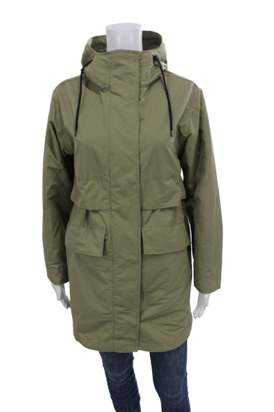 Everlane Womens Parka Green High Neck Drawstring Size 2XS