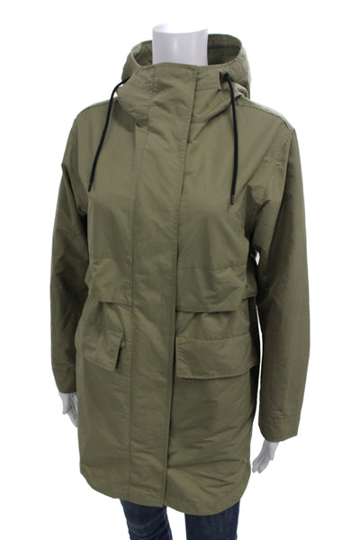 Everlane Womens Parka Green High Neck Drawstring Size 2XS