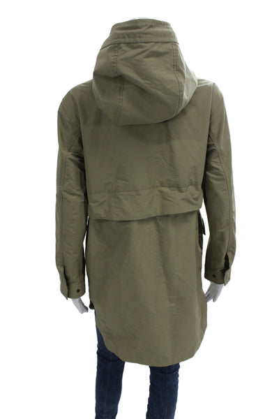 Everlane Womens Parka Green High Neck Drawstring Size 2XS