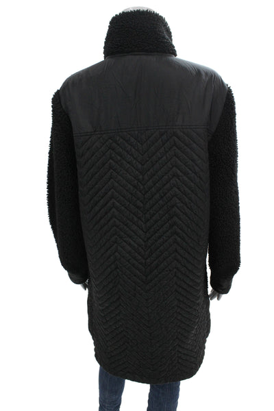 Athleta Womens Quilted Nylon Coat Black Snap High Neck Size S