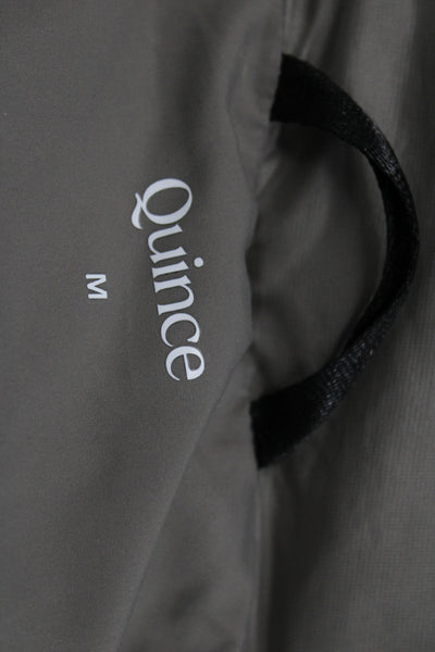 Quince Womens Puffer Jacket Gray High Neck Button Long Sleeve Size M
