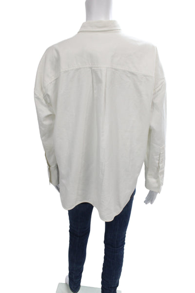 Everlane Women Basic Collared Button-Up White Organic Cotton Long Sleeve Size S