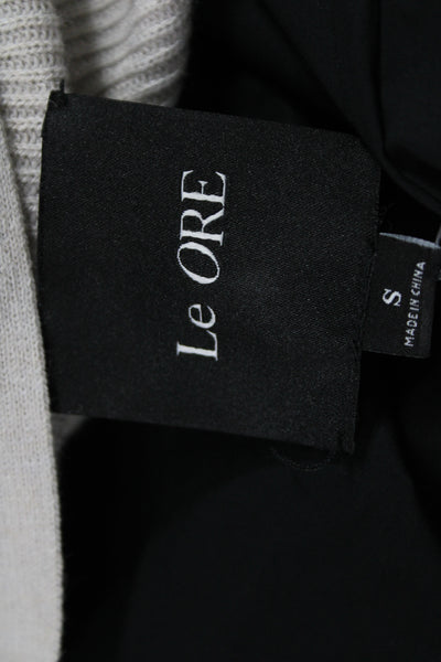 Le Ore Womens Beige V Neck Merino Blend Cardigan Button Long Sleeve Size S