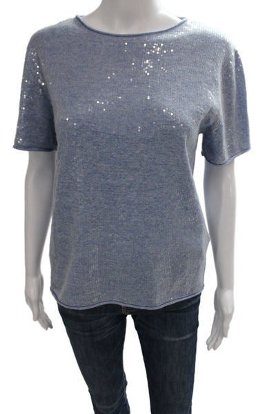 Zara Womens Basic Light Blue T-Shirt Short Sleeve Crew Neck Size XL
