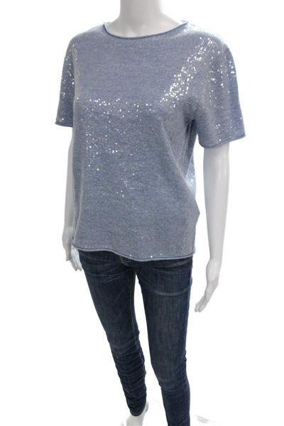 Zara Womens Basic Light Blue T-Shirt Short Sleeve Crew Neck Size XL