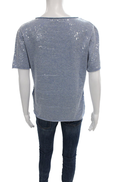 Zara Womens Basic Light Blue T-Shirt Short Sleeve Crew Neck Size XL