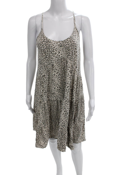 Rebecca Taylor Women Beige Animal Print Slip Dress Size M
