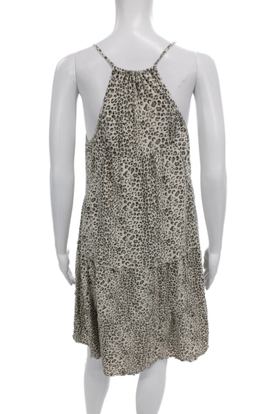 Rebecca Taylor Women Beige Animal Print Slip Dress Size M