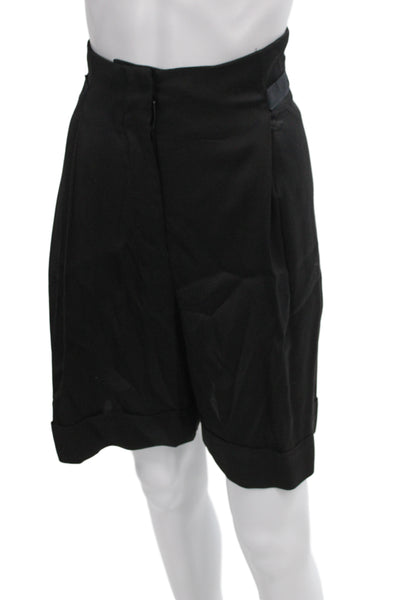 Zara Mens Bermuda Shorts Black 100% Viscose Drawstring Solid Size XL