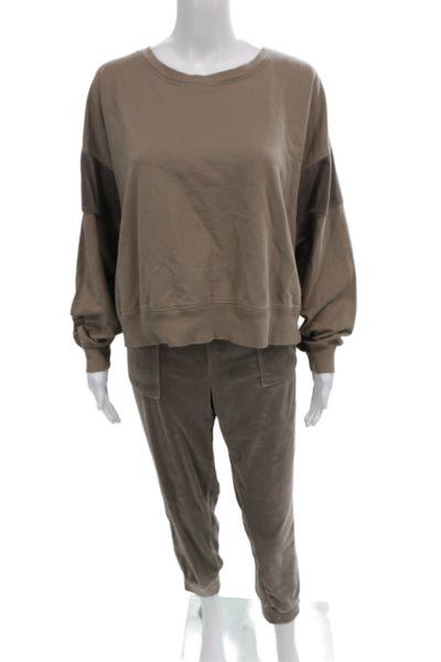 Splendid Women Pullover Sweatshirt Brown Crew Neck Long Sleeve Size L