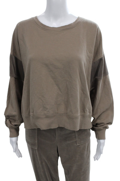 Splendid Women Pullover Sweatshirt Brown Crew Neck Long Sleeve Size L