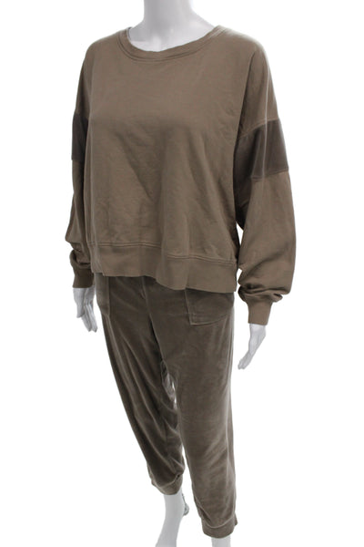 Splendid Women Pullover Sweatshirt Brown Crew Neck Long Sleeve Size L