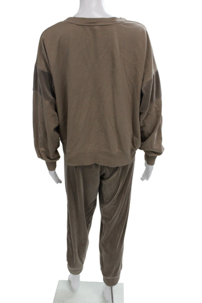 Splendid Women Pullover Sweatshirt Brown Crew Neck Long Sleeve Size L