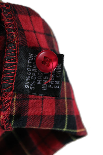 Chloe Women Plaid Collared Long Sleeve Button-Up Cotton Spandex 90s Fall Size L