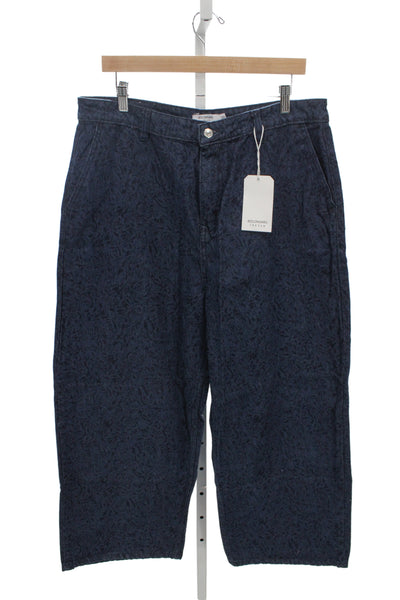 Bolongaro Trevor Womens Dark Blue Floral High Rise Cotton Pants Size 30