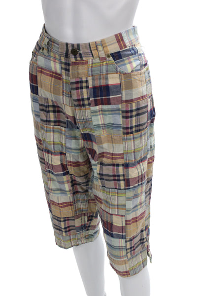 Lauren Ralph Lauren Unisex Beige Plaid Cargo Bermuda Shorts Cotton Size 10