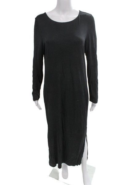 French Connection Women Maxi Shift Dress Black Long Sleeve Viscose Size 10