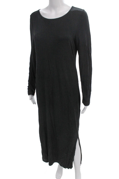 French Connection Women Maxi Shift Dress Black Long Sleeve Viscose Size 10