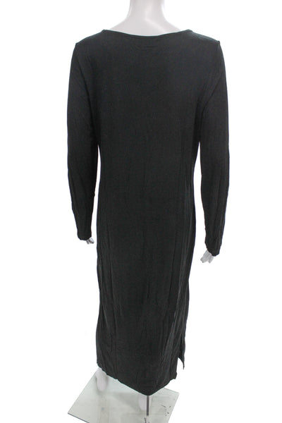 French Connection Women Maxi Shift Dress Black Long Sleeve Viscose Size 10