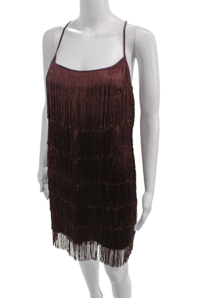 French Connection Womens Shift Dress Sleeveless Brown Above Knee Size 12
