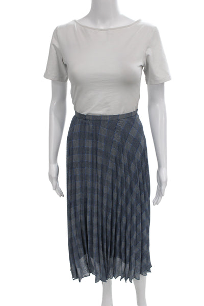 Lauren Ralph Lauren Womens Blue Plaid Pleated Skirt 100% Polyester Size 12