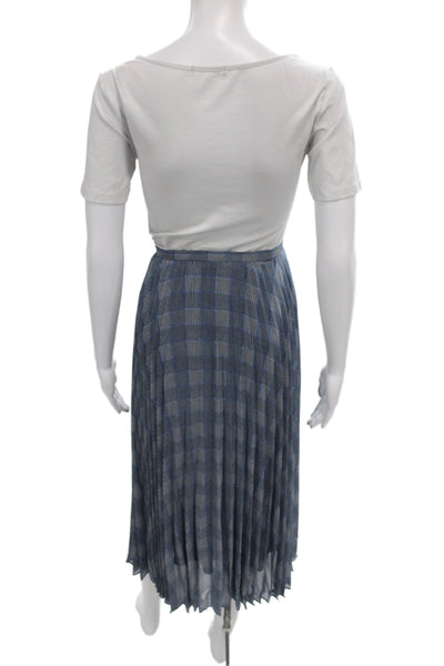 Lauren Ralph Lauren Womens Blue Plaid Pleated Skirt 100% Polyester Size 12