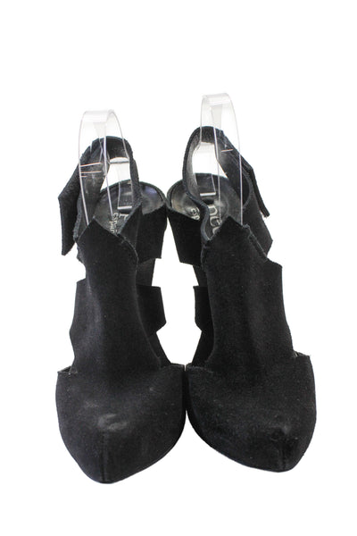Pedro Garcia Womens Suede Ankle Strap High Heel Sandals Shoes Black Size 9.5