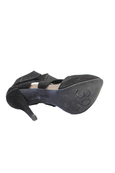 Pedro Garcia Womens Suede Ankle Strap High Heel Sandals Shoes Black Size 9.5