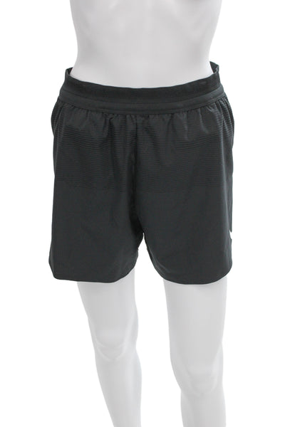 Nike Mens Solid Black Polyester Sports Shorts Size L