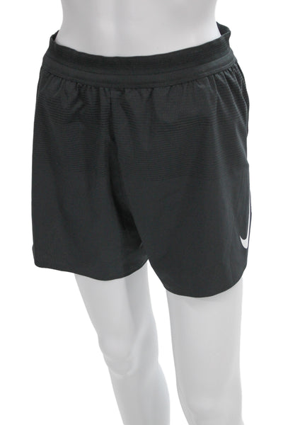 Nike Mens Solid Black Polyester Sports Shorts Size L